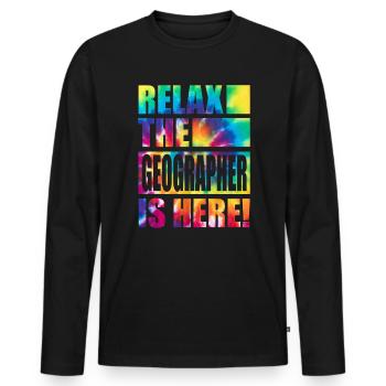 Geographer Funny saying - Men's Premium Organic Long Sleeve Shirt - black - Front - Nico (187cm)
