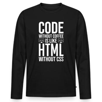 Coder Coffee Gift - Men's Premium Organic Long Sleeve Shirt - black - Front - Nico (187cm)
