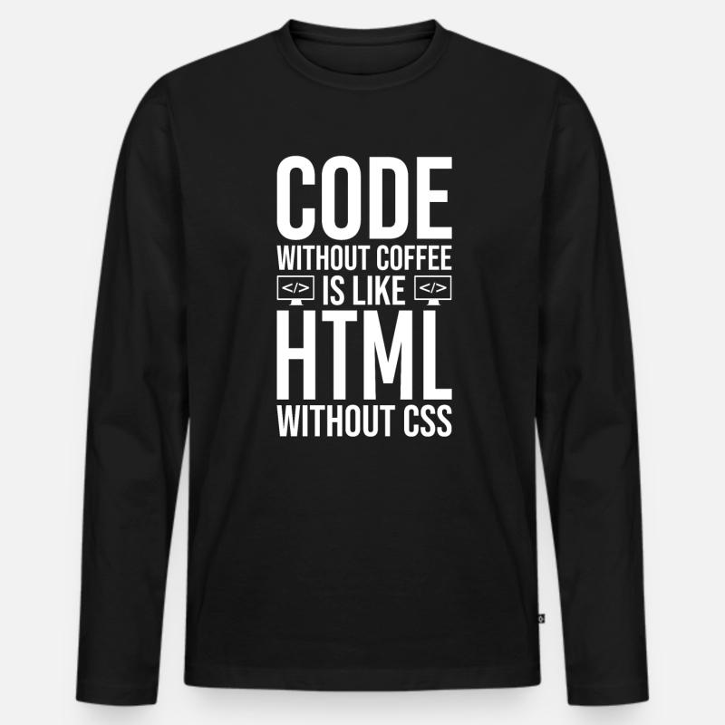 Coder Café Cadeau - T-shirt manches longues Premium bio Homme - noir