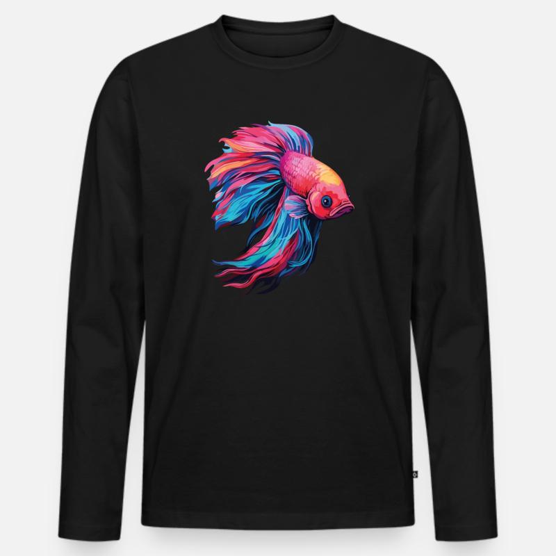Bettafish Bunt - Männer Premium Bio Langarmshirt - Schwarz
