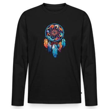 Dream Catcher Feathers Dream Catcher - Men's Premium Organic Long Sleeve Shirt - black - Front - Nico (187cm)