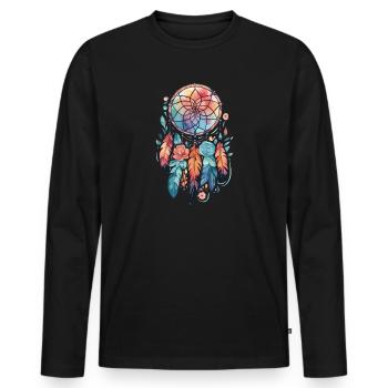 Dream Catcher Traumfänger Federn - Männer Premium Bio Langarmshirt - Schwarz - Vorne - Nico (187cm)