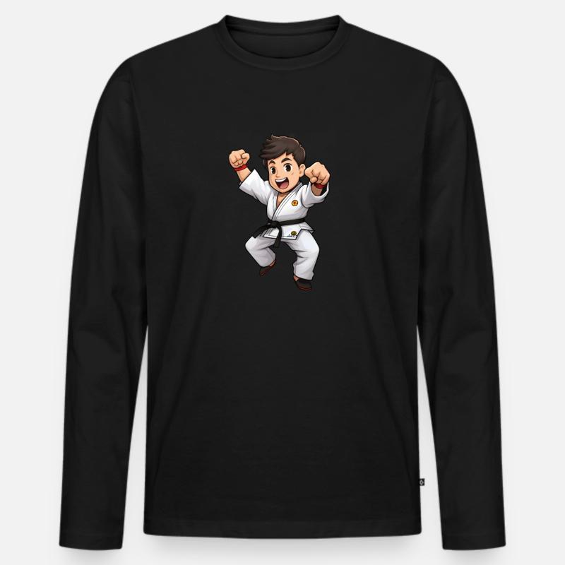 Karate - Männer Premium Bio Langarmshirt - Schwarz