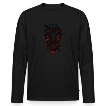 Stammesmaske - Männer Premium Bio Langarmshirt - Schwarz - Vorne - Nico (187cm)
