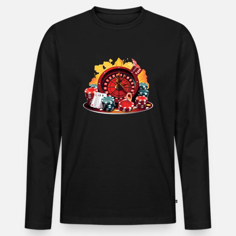 Kasino - Männer Premium Bio Langarmshirt - Schwarz