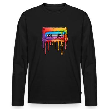 Cassette - Men's Premium Organic Long Sleeve Shirt - black - Front - Nico (187cm)