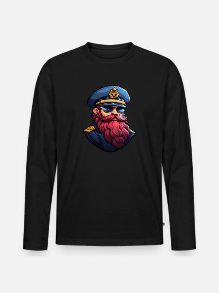 Matrose mit Bart - Männer Premium Bio Langarmshirt - Schwarz
