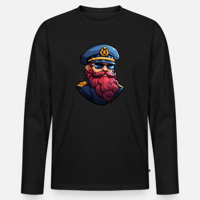 Matrose mit Bart - Männer Premium Bio Langarmshirt - Schwarz