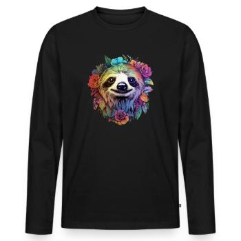 Fleur d’esthétique paresseuse - T-shirt manches longues Premium bio Homme - noir - Devant - Nico (187cm)