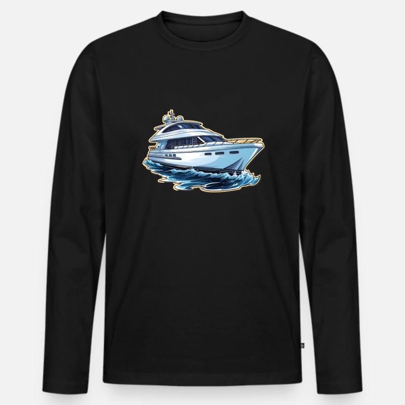 Yacht Motorboot - Männer Premium Bio Langarmshirt - Schwarz