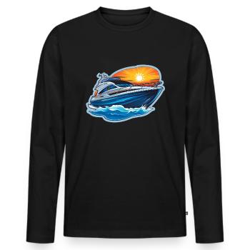 Yacht boat - T-shirt manches longues Premium bio Homme - noir - Devant - Nico (187cm)