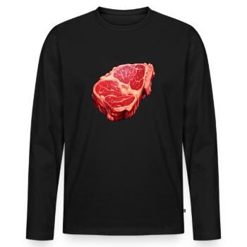 Viande Aliments frais - T-shirt manches longues Premium bio Homme - noir - Devant - Nico (187cm)