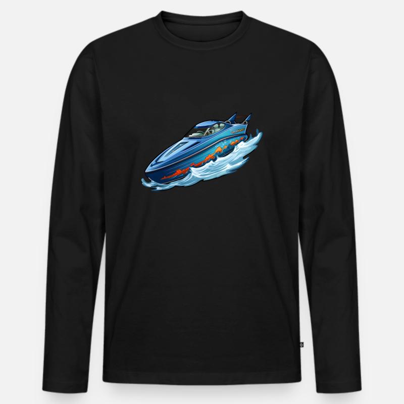 Rennboot Schnellboot - Männer Premium Bio Langarmshirt - Schwarz