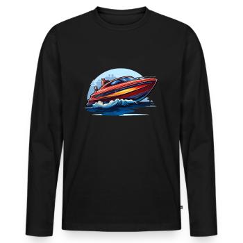 Motorboot - Männer Premium Bio Langarmshirt - Schwarz - Vorne - Nico (187cm)