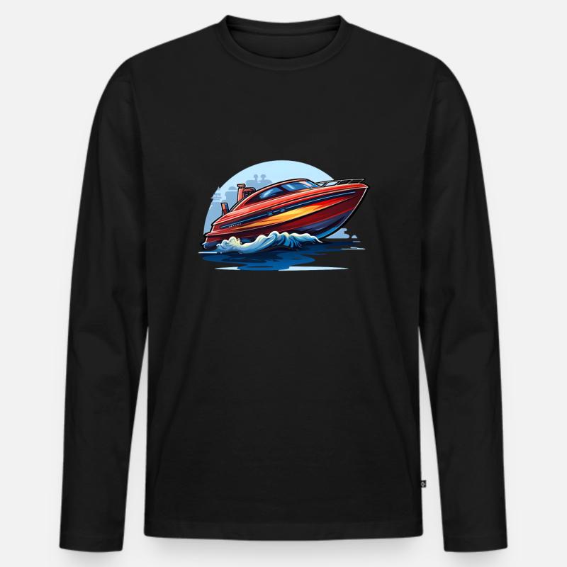 Motorboot - Männer Premium Bio Langarmshirt - Schwarz