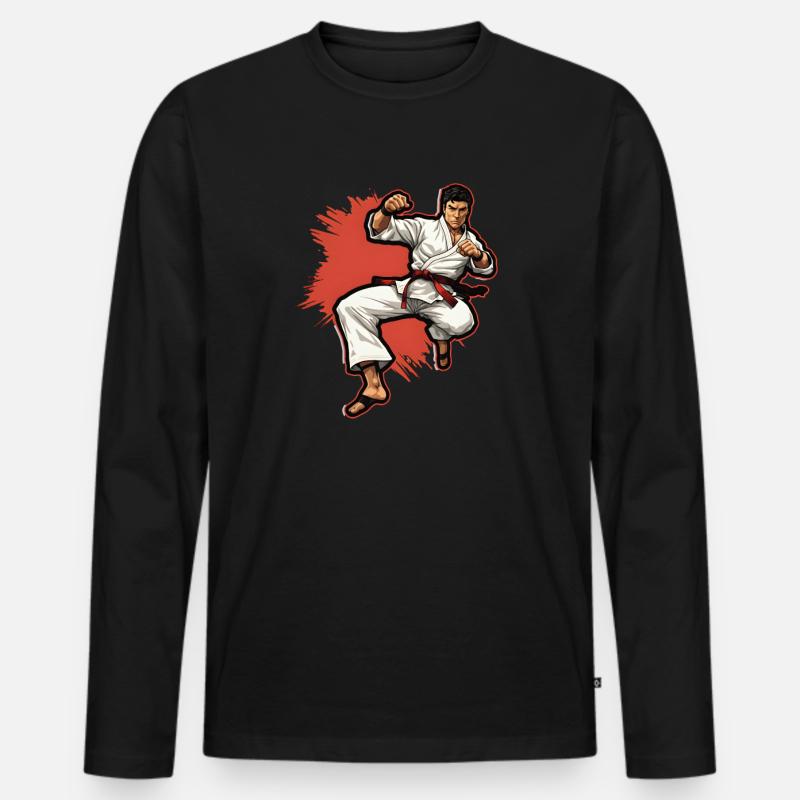 Karate Kämpfer - Männer Premium Bio Langarmshirt - Schwarz