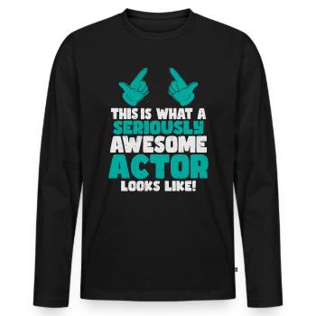 This is what a cool awesome actor looks - Männer Premium Bio Langarmshirt - Schwarz - Vorne - Nico (187cm)