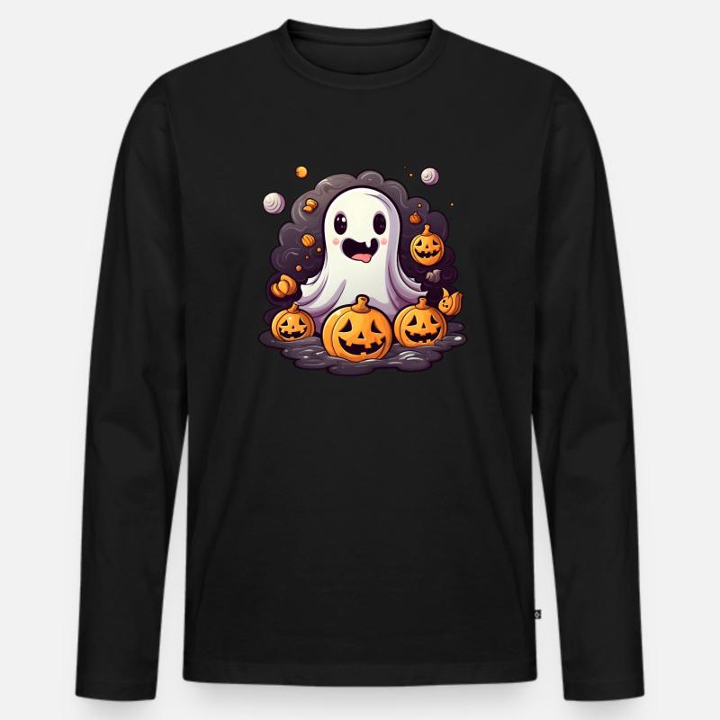 Geist Kawaii - Männer Premium Bio Langarmshirt - Schwarz