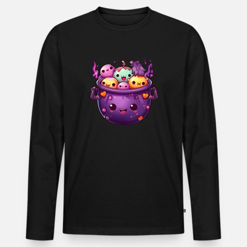Niedliche Hexe - Männer Premium Bio Langarmshirt - Schwarz