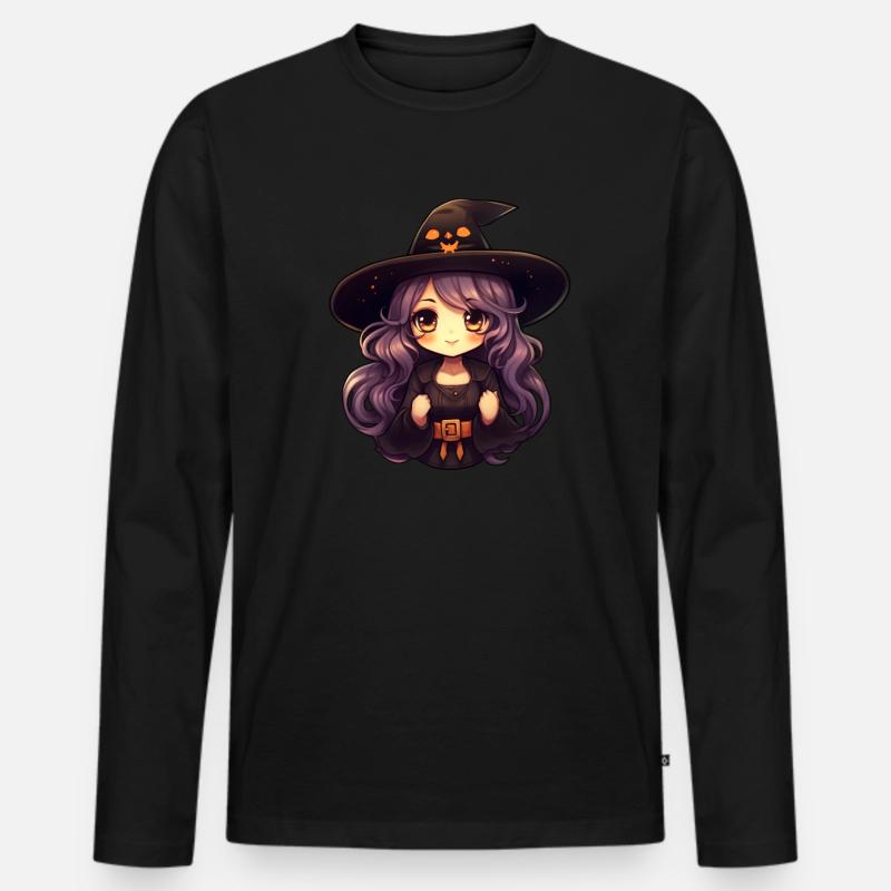 Comic Hexe - Männer Premium Bio Langarmshirt - Schwarz