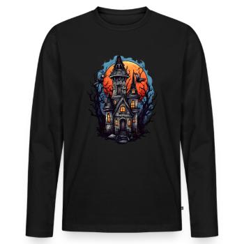 Maison hantée effrayante - T-shirt manches longues Premium bio Homme - noir - Devant - Nico (187cm)