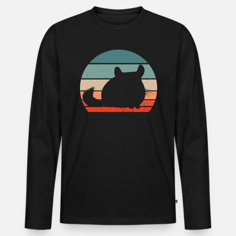 Chinchilla Retro - Männer Premium Bio Langarmshirt - Schwarz