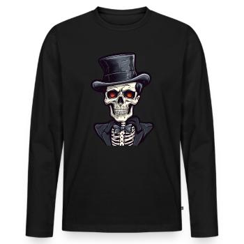 Skeleton Halloween Gentleman - Men's Premium Organic Long Sleeve Shirt - black - Front - Nico (187cm)