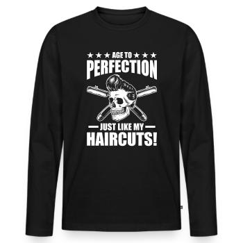 Barber Job Birthday Gift - Men's Premium Organic Long Sleeve Shirt - black - Front - Nico (187cm)