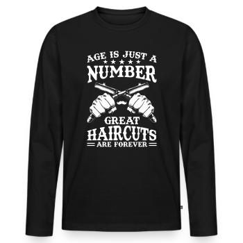 Barber Job Birthday Gift - Men's Premium Organic Long Sleeve Shirt - black - Front - Nico (187cm)