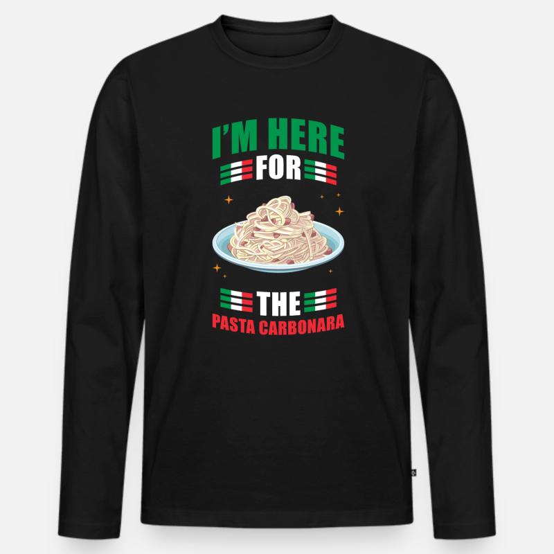 Pasta Carbonara - Männer Premium Bio Langarmshirt - Schwarz