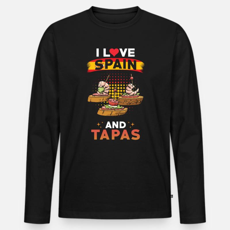 Tapas Spanien Spanische Küche - Männer Premium Bio Langarmshirt - Schwarz