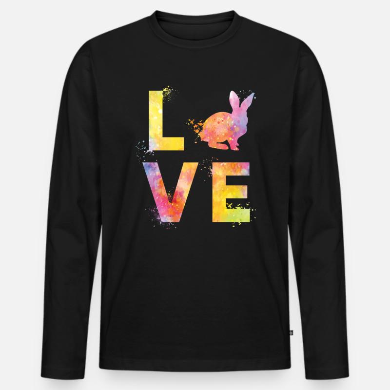 Hasen liebe - Männer Premium Bio Langarmshirt - Schwarz