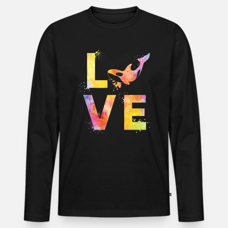 Orca liebe - Männer Premium Bio Langarmshirt - Schwarz