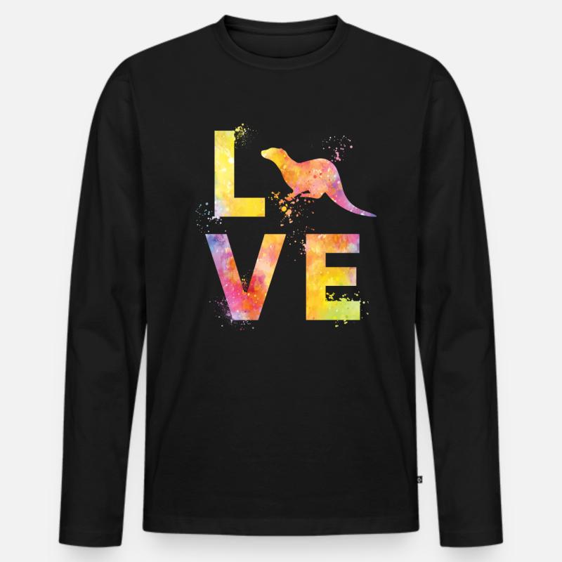 Otter Liebe - Männer Premium Bio Langarmshirt - Schwarz