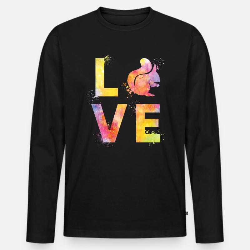 Eichhörnchen liebe - Männer Premium Bio Langarmshirt - Schwarz