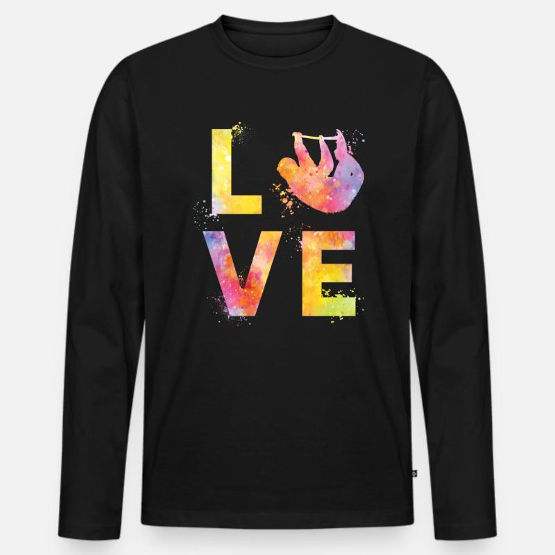 Faultier liebe - Männer Premium Bio Langarmshirt - Schwarz