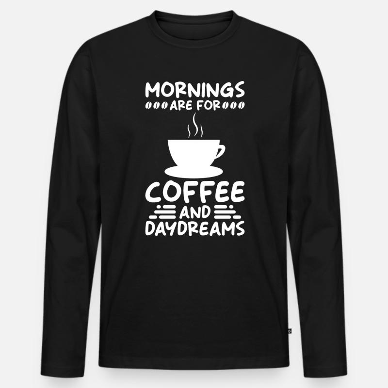 Kaffee Koffein Kaffeearoma - Männer Premium Bio Langarmshirt - Schwarz