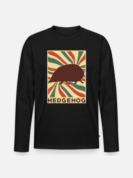 Igel Retro Vintage - Männer Premium Bio Langarmshirt - Schwarz