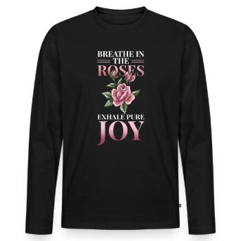 rose petals roses rose garden aroma rose scent - Men's Premium Organic Long Sleeve Shirt - black - Front - Nico (187cm)