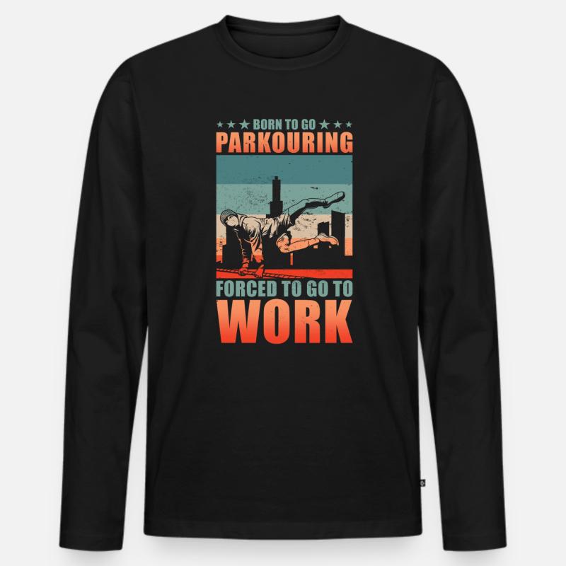 Parkour Geschenk Junge - Männer Premium Bio Langarmshirt - Schwarz