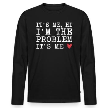 C’est moi, bonjour, c’est le problème, c’est moi - T-shirt manches longues Premium bio Homme - noir - Devant - Nico (187cm)