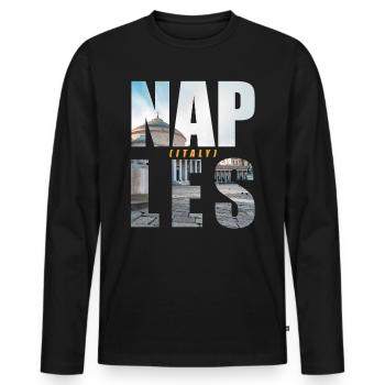 Naples Italy Souvenir - Men's Premium Organic Long Sleeve Shirt - black - Front - Nico (187cm)