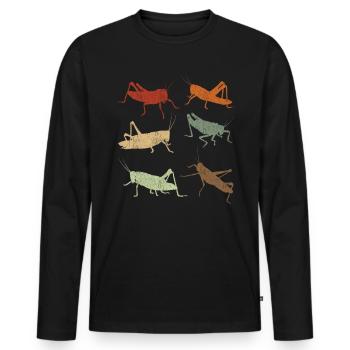 Grasshopper Retro Vintage Grasshoppers - Men's Premium Organic Long Sleeve Shirt - black - Front - Nico (187cm)