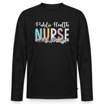 Public Health Nurse - Men's Premium Organic Long Sleeve Shirt - black - Front - Nico (187cm)