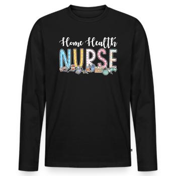 Nurses at home - Men's Premium Organic Long Sleeve Shirt - black - Front - Nico (187cm)