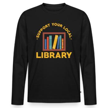Librarian local library - Men's Premium Organic Long Sleeve Shirt - black - Front - Nico (187cm)