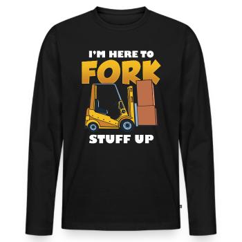 Métier de cariste Je suis ici pour - T-shirt manches longues Premium bio Homme - noir - Devant - Nico (187cm)