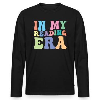 Lesen Leser Groovy In meiner Lese Ära - Männer Premium Bio Langarmshirt - Schwarz - Vorne - Nico (187cm)
