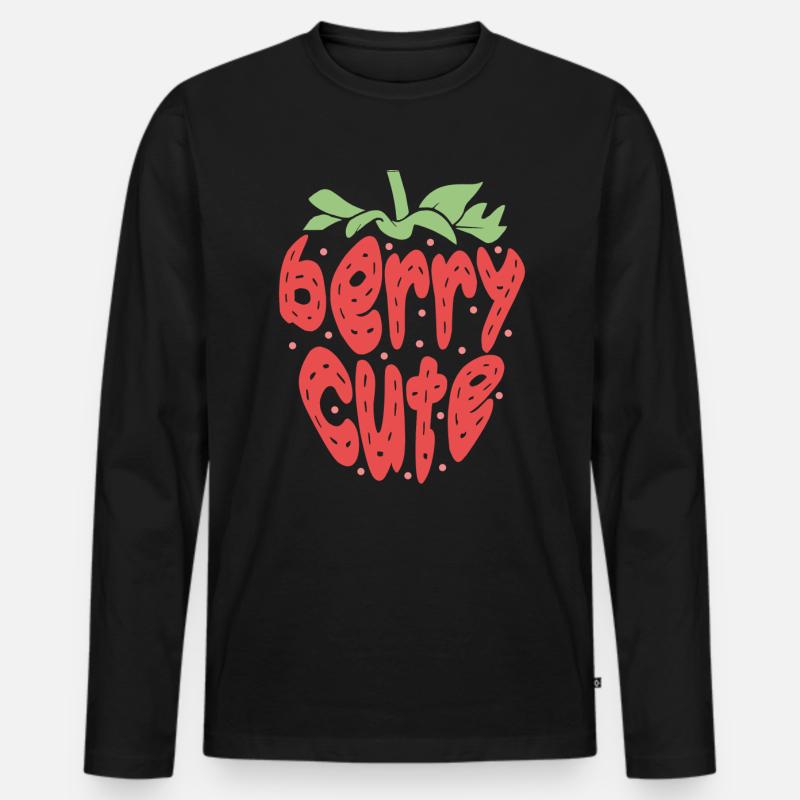 Frucht Fruitarian Erdbeere Beere - Männer Premium Bio Langarmshirt - Schwarz