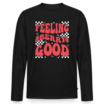 Baie Fraise Fruit Se sentir bien Baie - T-shirt manches longues Premium bio Homme - noir - Devant - Nico (187cm)